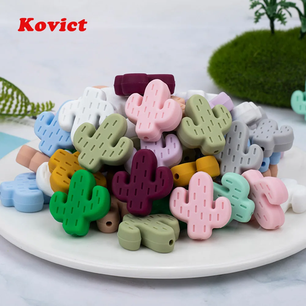 

50/100 шт., силиконовые бусины в виде кактуса