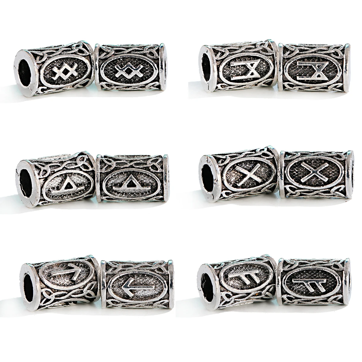 Conjunto de runas vikingas de 5 piezas, cuentas espaciadoras sueltas, aptas para barbas o cabellos, TIWAZ TYR, Sol, Runa Odal, Futhark, Runa, joyería DIY