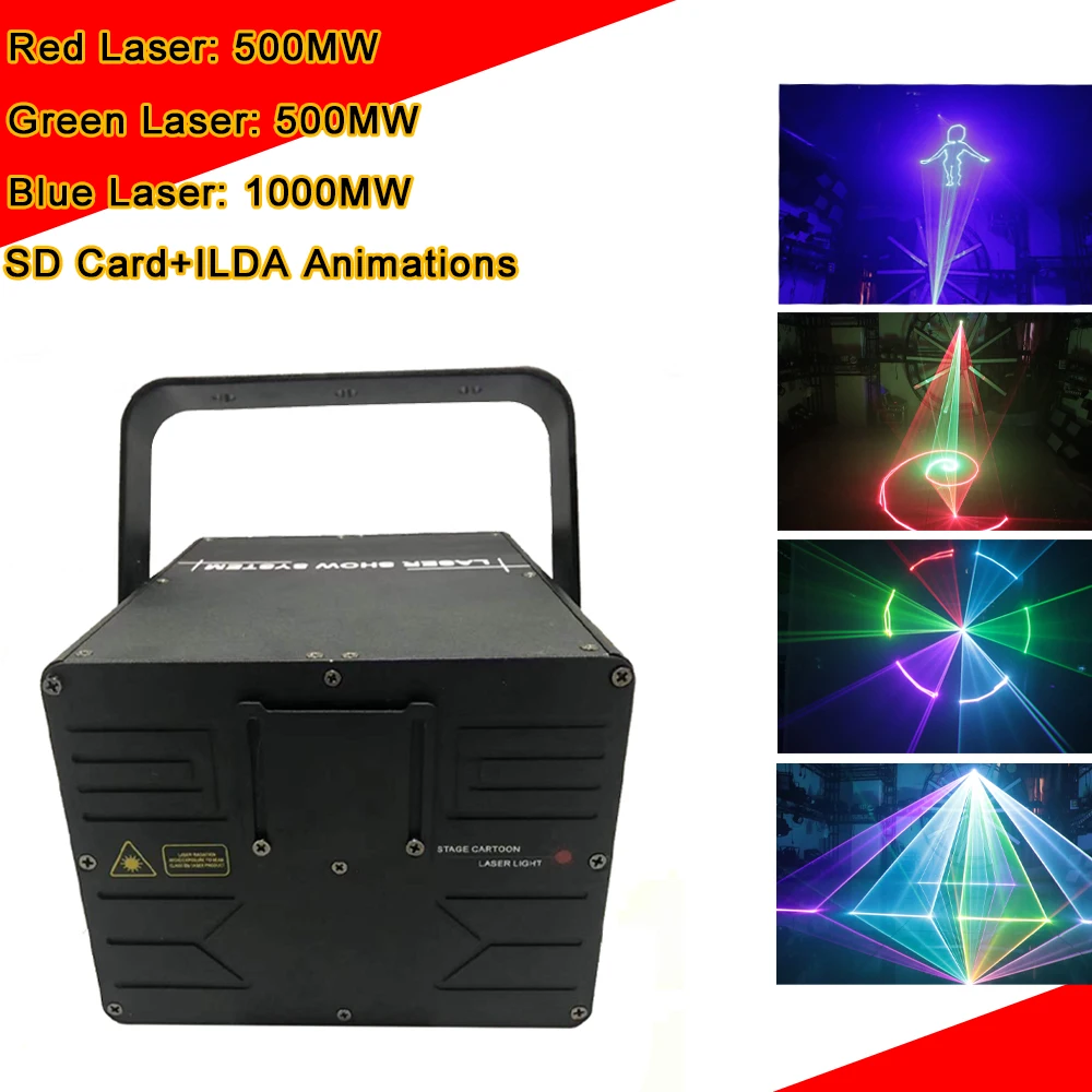 2000 мВт 2 Вт RGB ILDA DMX анимационный лазерный светильник с sd-картой сценический