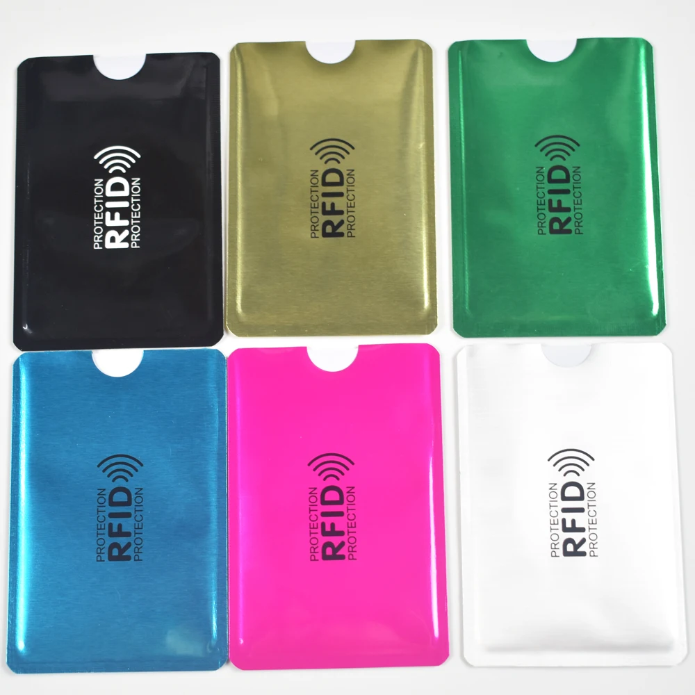 

6PCS Anti Scan Rfid Blocking Reader Lock Bank Card Holder ID Bank Card Case Rfid Protection Metal Credit Card Holder Aluminium