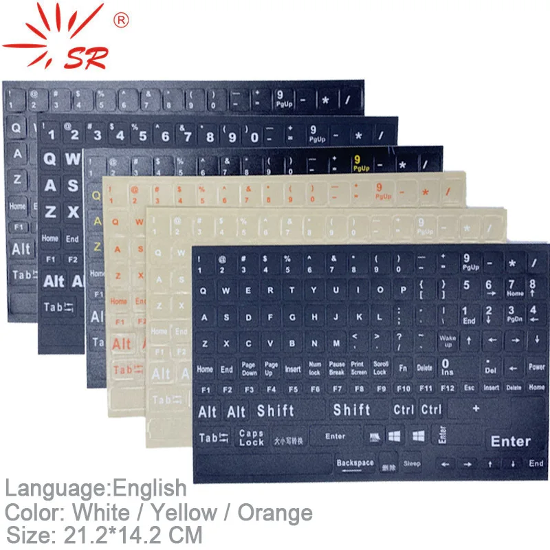 SR English Full 120 Keys Matte Standard Waterproof Keyboard Stickers Layout Letter Alphabet 10-17