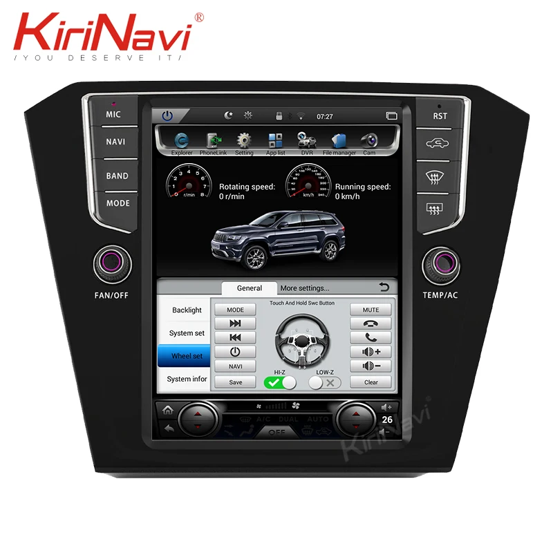 KiriNavi вертикальный экран Tesla style 10,4 ”1 Din Android 8,1 автомобильный Dvd мультимедийный плеер для VW Passat B8 автомобильный Радио gps навигация