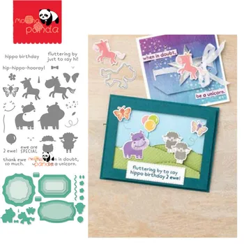 

MP120 HIPPO HAPPINESS Metal Cutting Dies and Stamps New 2020 Scrapbooking for Card Making DIY Embossing Cuts Circle Craft Dies