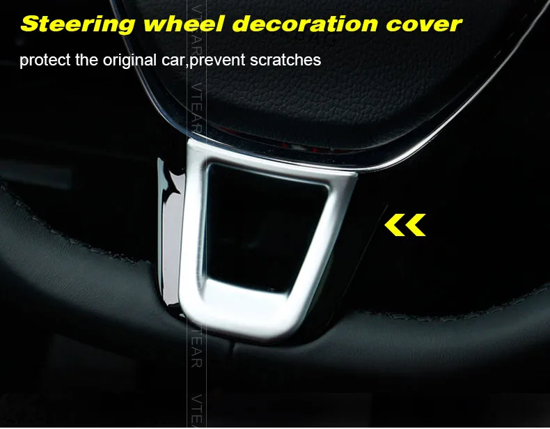 Vtear For vw tiguan Carbon fiber Car steering wheel trim Sticker cover Interior Mouldings Accessories Car Styling