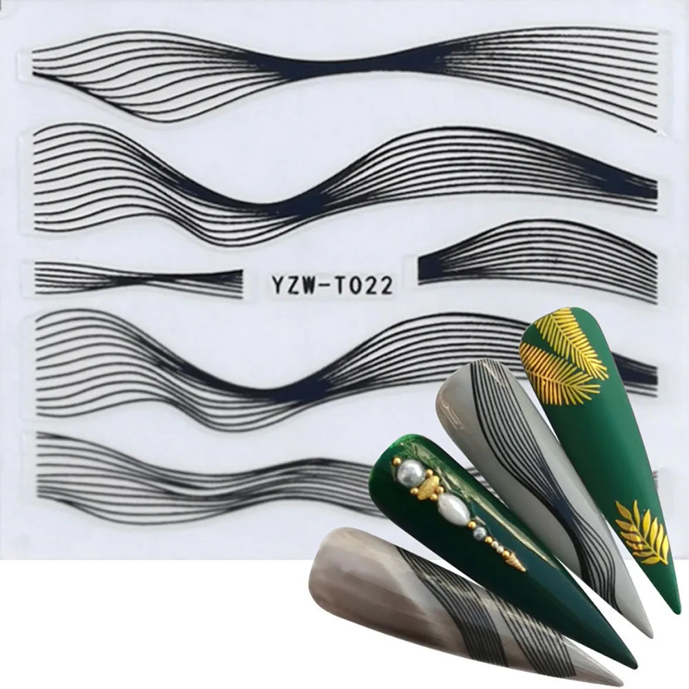 Nail Stickers for Manicure Nail Sticker Sliders For Nails Decal Self-adhesive Nails Figures Transfer Black DIY Accessories