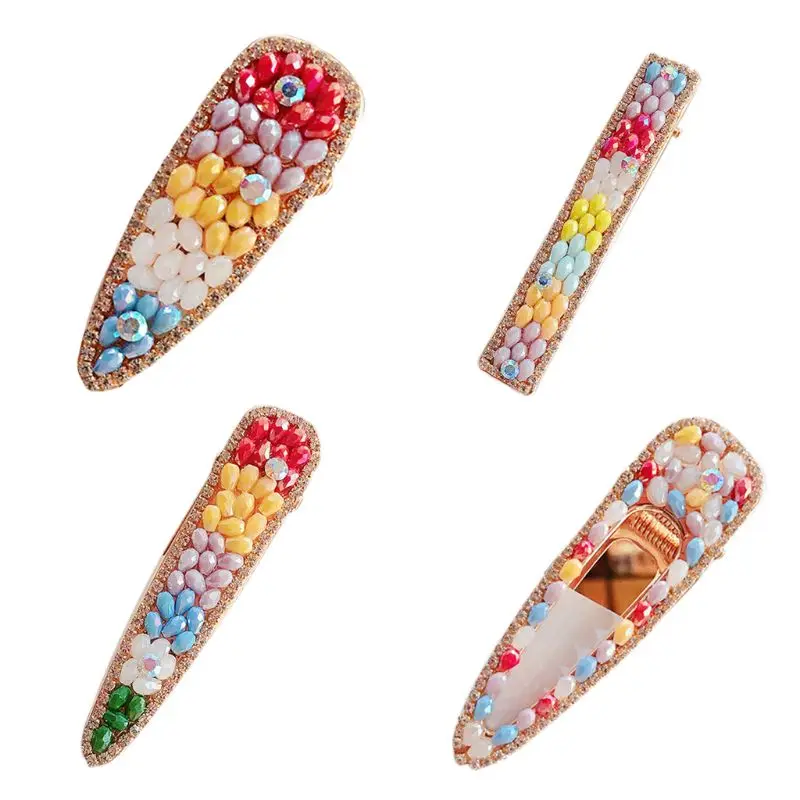 

Women Girls Summer Rainbow Faux Crystal Hair Clip Beach Styling Barrette Glitter Rhinestone Jewelry Water Drop Duckbill Hairgrip