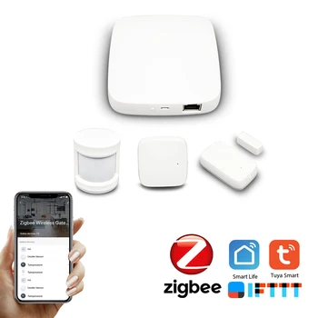 

Tuya Zigbee Hub Smart Home PIR Sensor Door Sensor Temperature and Humidity Sensor Home Automation Scene Security Alarm System