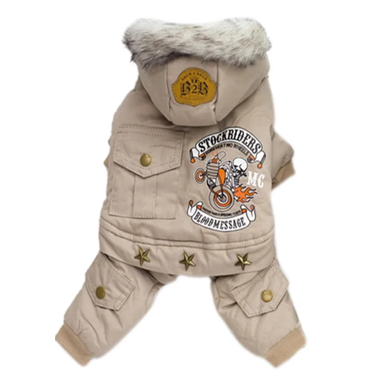 khaki Одежда для собак, утолщенная Одежда для питомцев йоркширского Тедди, зимняя теплая толстовка с капюшоном для собак, комбинезон, костюм Одежда для щенков, куртки - Цвет: khaki