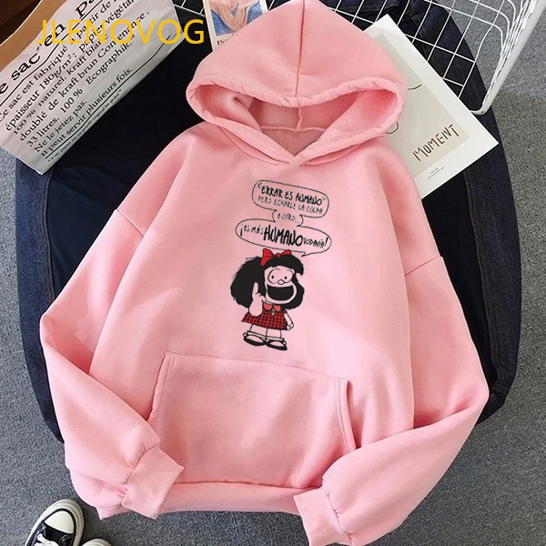 Toda Mafalda Print Hoodies Women Men Hooded Sweatshirts Harajuku Hip Hop Hoodies Sweatshirt Streetwear Tracksuit Winter Clothes Y0102006f