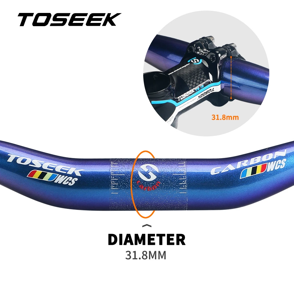 TOSEEK WCS Carbon Fiber Handlebar Bicycle MTB Handlebars for Stem Diameter 31.8mm Bike Mountain Bars Parts 580mm-760mm bicycle handlebar
