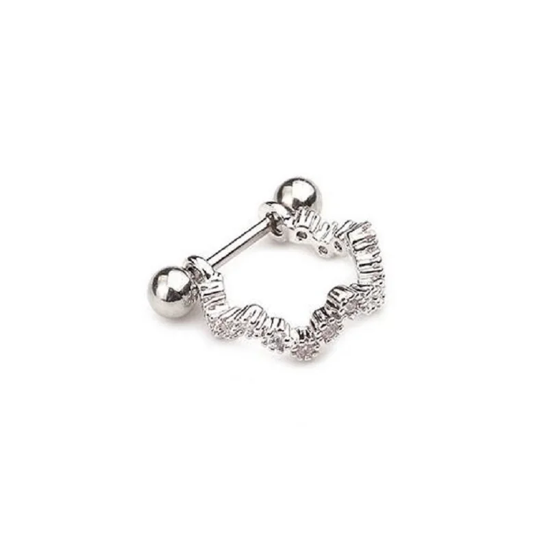 02 1Pc Crown Cz Zircon Hoop Cartilage Ring Huggie Septum Earring Piercing Helix Tragus Rook Daith Snug Conch Ear Piercing Jewelry - Окраска металла: 02