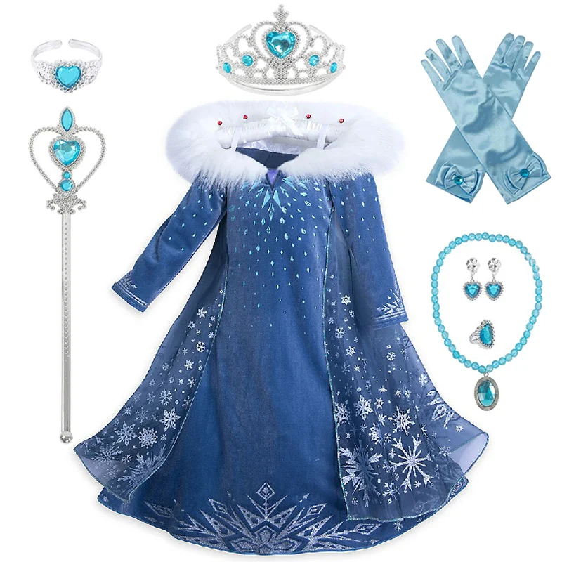 

Girls Elsa Dress Snow Queen Costumes For Kids Cosplay Dresses Princess Birthday Party Dress Vestidos Children Girls Clothing