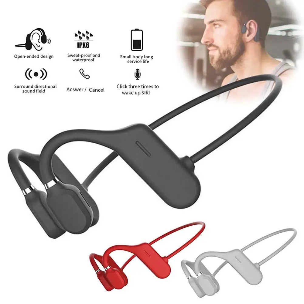 Bone Conduction Headphones Bluetooth 5 0 Wireless Not In Ear Headset Sweatproof Waterproof Sport Earphones Earbuds