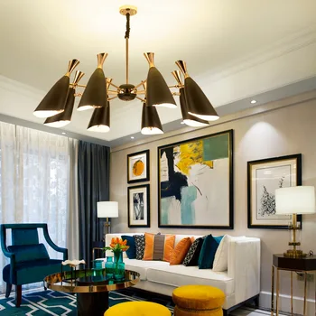 

Nordic Inclined Mouth Horn Chandeliers Postmodern Contracted Hanging Lamp Living Room Bedroom Dining Room Decor Light Fixtures