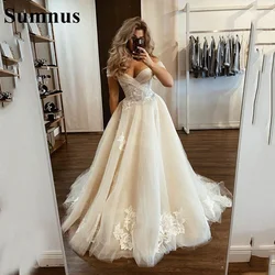 Sumnus Bohemian Princess Wedding Dress Ivory Lace Appliques Tulle Off Shoulder Custom Made Bridal Gowns Ivory Boho Wedding Gown
