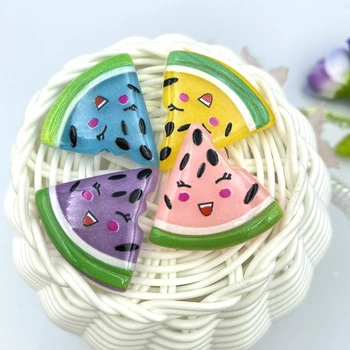 

10pcs/lot kawaii Resin Mini Smiley face watermelon flat back cabochons For Hair Bow Centers DIY Scrapbooking Decor B17