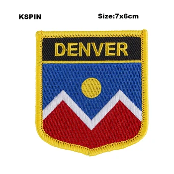 

Denver Shield Shape Flag patches embroidered flag patches national flag patches for Cothing DIY Decoration