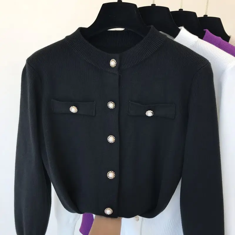 ALPHALMODA длинный рукав вязаный свитер осень новая Корейская версия тонкий кардиган однобортный формальный зимний джемпер