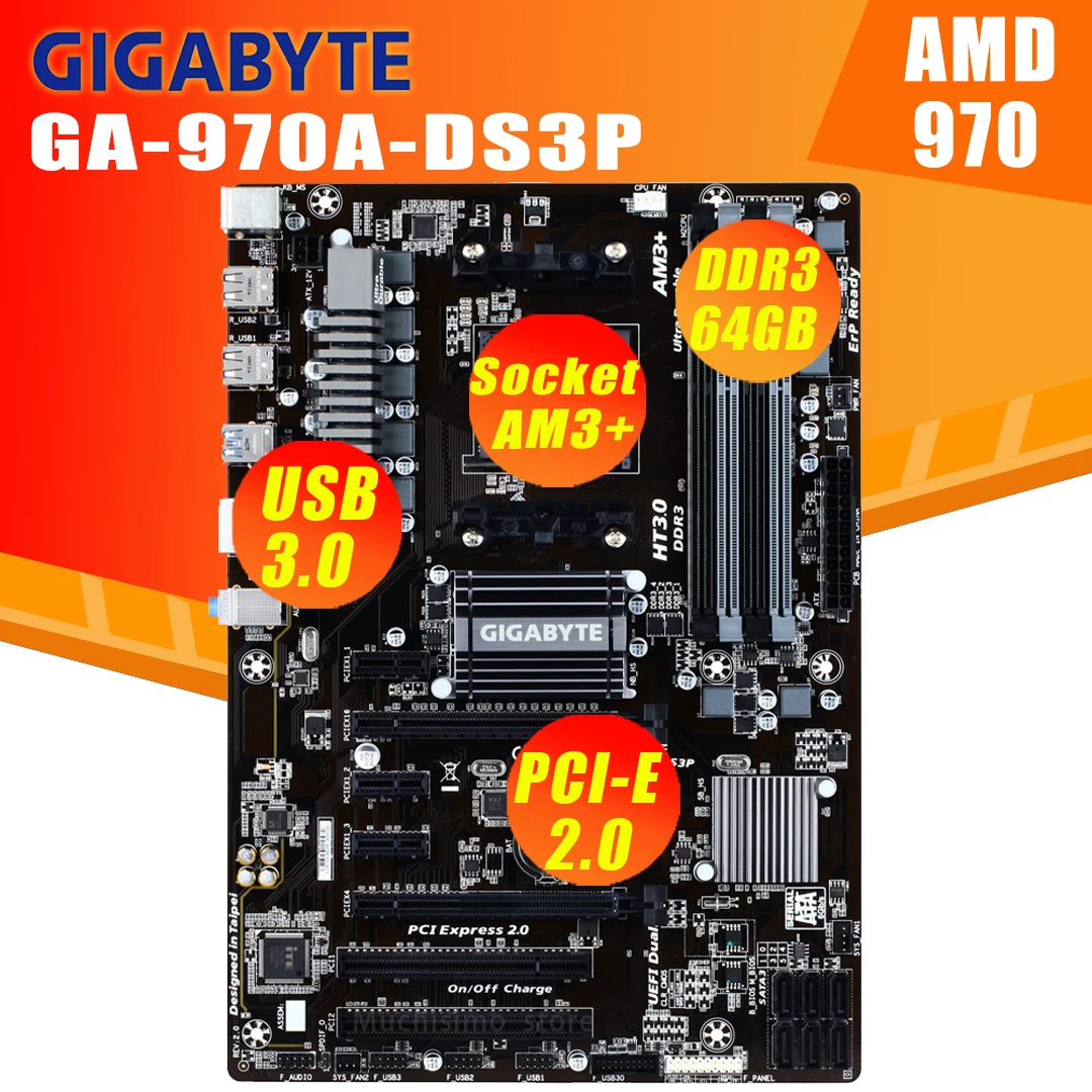 Socket Am3/am3+ Orginal Gigabyte Ga970ads3p Desktop Motherboard Ddr3