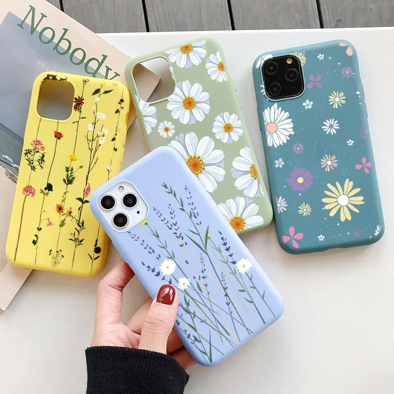 Cubierta de flores para Samsung Galaxy A50 A51 A70 A71 A10 A20 A30 A20E A21S A31 A40 A91 S8 S9 S10 S20 FE S21 Plus Ultra S10E TPU caso