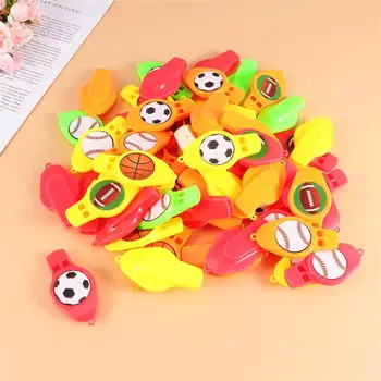 

100pcs Ball Theme Whistles Plastic Referee Whistles Multi-use Cheering Whistles for Kids Children (Mixed Pattern)