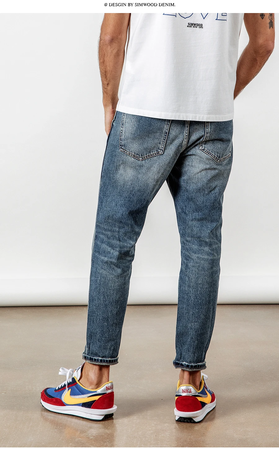 Мужские джинсовые брюки SIMWOOD, облегающие брюки из денима,, джинсы длиной до щиколотки, 190030