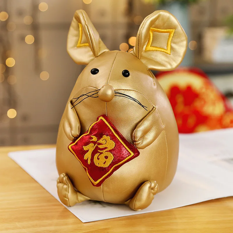 Китайский счастливый год мышь талисман мягкая игрушка приносить богатые красные и золотые крысы мягкие животные игрушка подарок на год домашний декор - Цвет: red good fortune