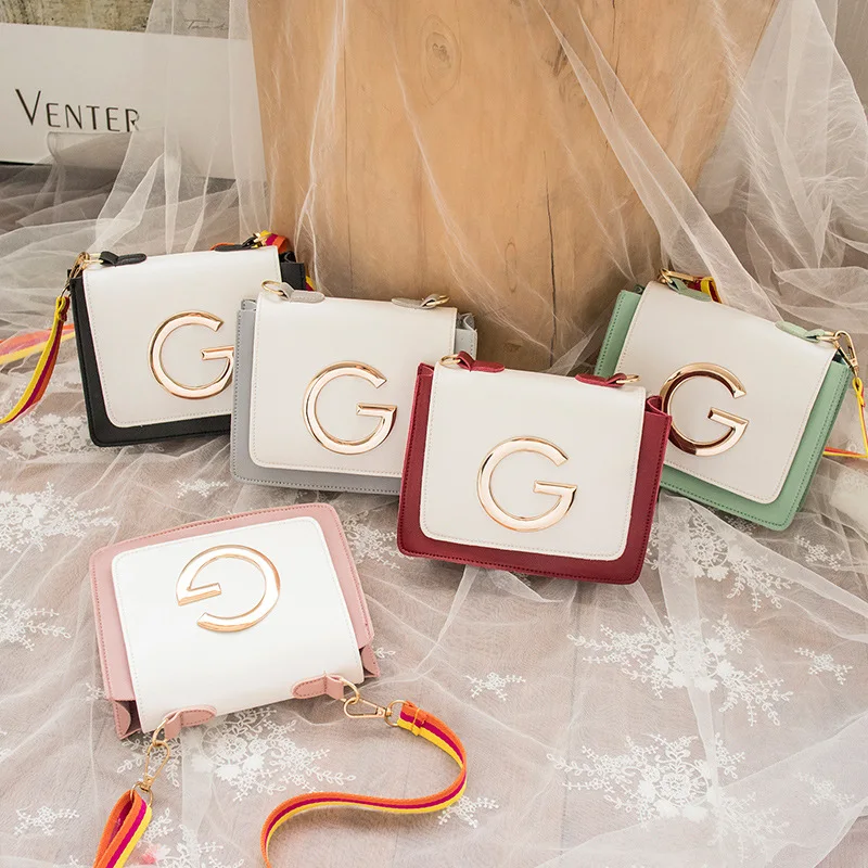 

Contrast Color Ribbon Bag Women's 2019 New Style Versatile Shoulder Autumn Fashion Textured Square Sling Bag Mobile Phone Bag