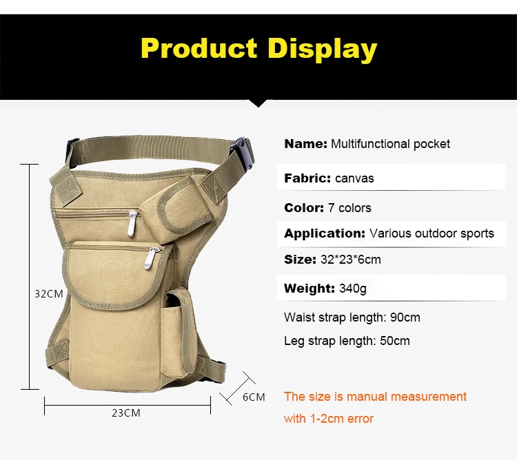 Outdoor Multi-function Tactical Leg Pockets Leisure Sports Riding Canvas Hiking Waist Hanging Portable Waterproof Leg Bag