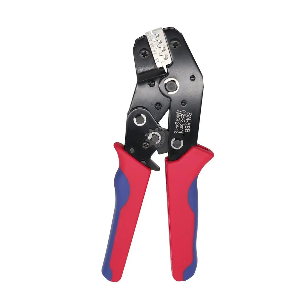 SN-58B Ratchet Crimping Plier Crimper Tool 0.25-2.5mm² AWG24-13 for Dupont,TE,JST,Molex Terminal Wire Electrical Pliers