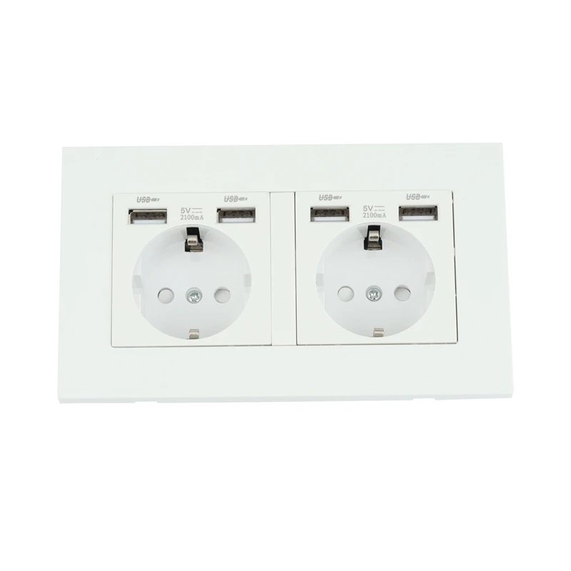 USB Socket 16A Power Outlet Panel 4 Interface Type Double Frame Wall EU Plug | Обустройство дома