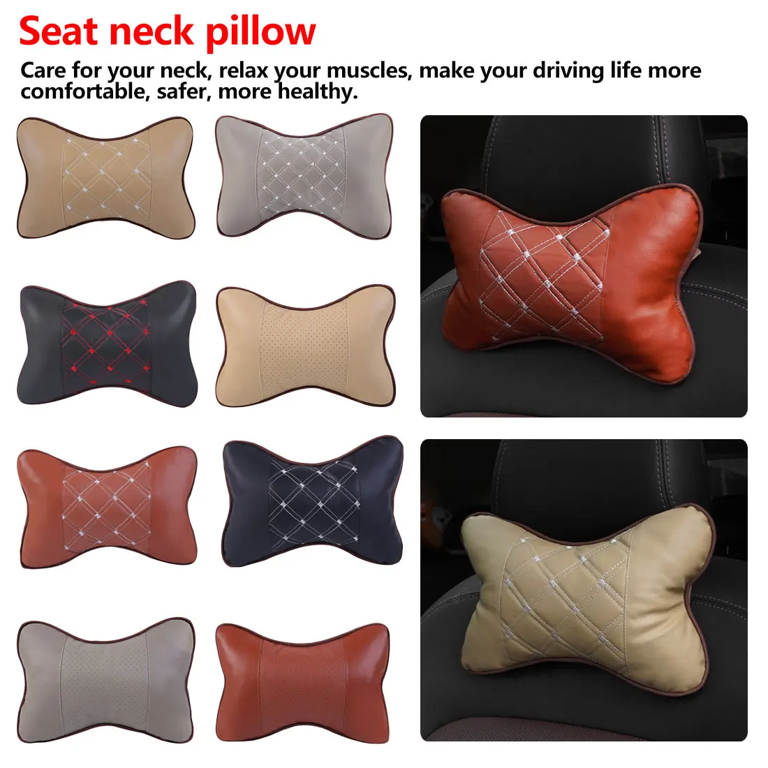 

Auto Safety Pillow Car Seat Head Neck Rest Cushion Support Pillow Headrest Pad for ford toyota Neck Protector Dewtreetali