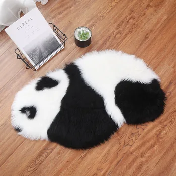 

80*43cm Cute Panda Carpet Children's Rug Cartoon Animal Fur Simulation Soft Modern Play Mat Bedroom Floor Decor Chair Cushion