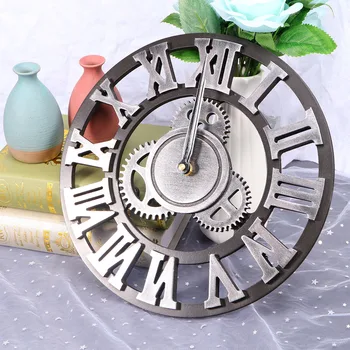 

Retro Gear Wall Clock Industrial Punk Style Clocks Imitation Metal Wooden Wall Clock Silent Quartz Clock Wall Art Home Decor