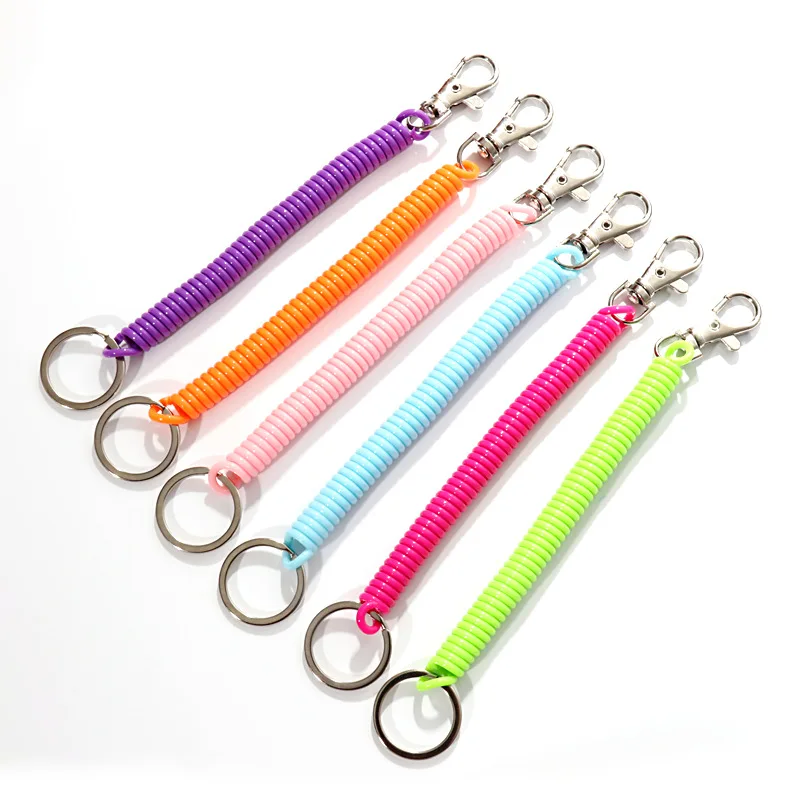 2pcs Retractable Spring Elastic Rope Security Retractable Anti-Lost Keychain  Carabiner Bag Accessory