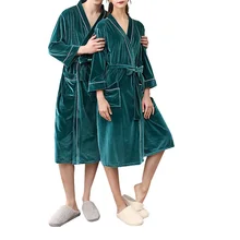 Осенне-зимняя сшитая ночная рубашка, Длинные пижамы для мужчин и женщин, банный халат, модные парные халаты