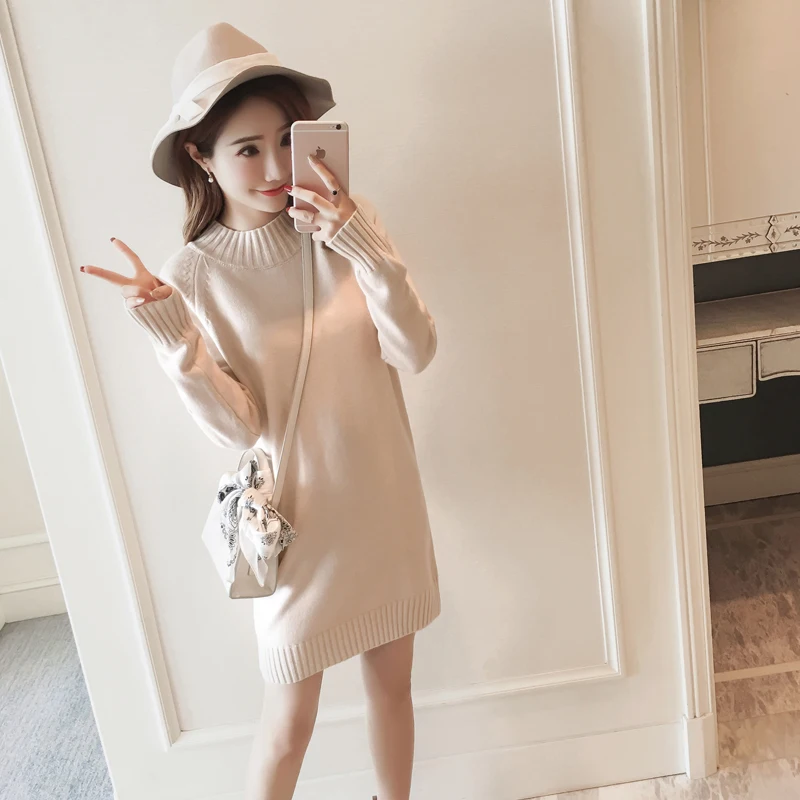 Sweater Women Long 2019 Autumn Winter Long Sleeved Knit Bottoming Shirt
Sweater Loose Hem Dress Korean warm winter sweaters