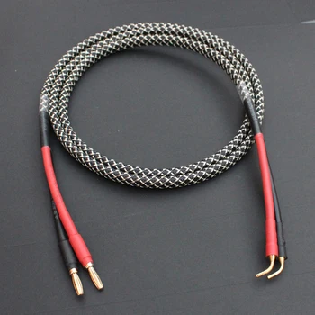 

Pure copper loudspeaker cable, HIFI Banana plug to pin plug speaker cable, Center Audio Speaker cable