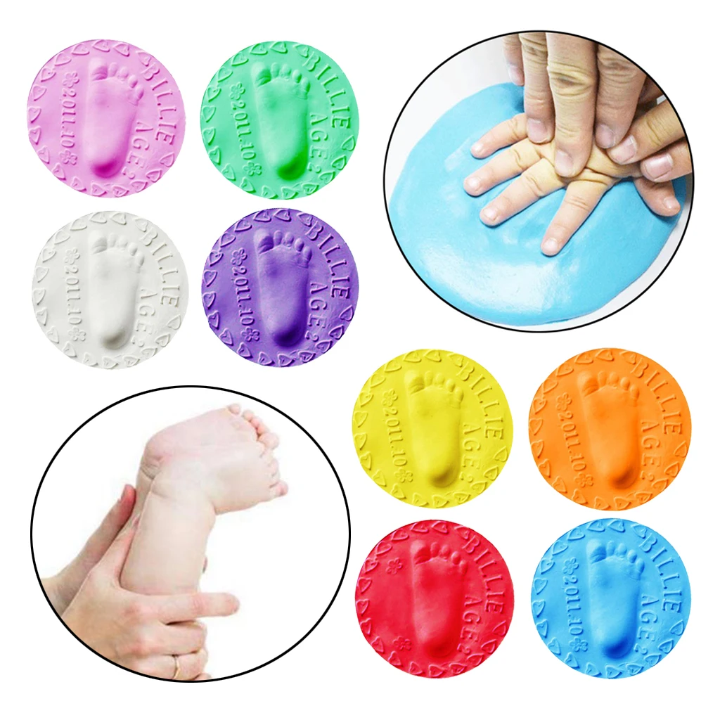 12 Colors Clay Imprint Kit For Newborn Babies Hand Print and Foot Print - Growth Record Gifts for Babies and Children