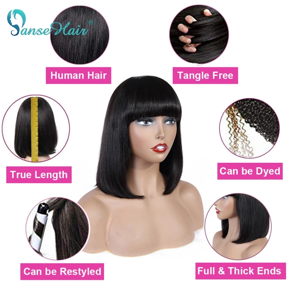 Human Hair Wigs With Bangs