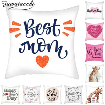 

Fuwatacchi Best Mom Words Pillow Case Happy Mother's Day Gift Cushion Cover Throw Pillow Covers Home Sofa Decoration Accessories