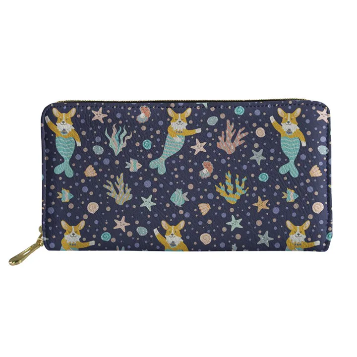 as pictures Thikin Women Wallets Cartoon Corgi Print Lovely Pu Leather Long Purse Ladies Fashion Card Holders Females Coin Pocket Zipper - Цвет: as pictures