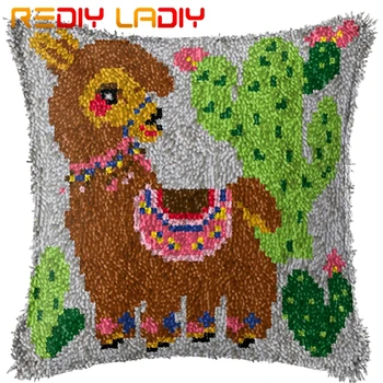 

Latch Hook Cushion Animal Camel Pre-Printed Canvas Cushion Front Acrylic Yarn Crochet Pillow Case Kits Hobby & Crafts Home Decor