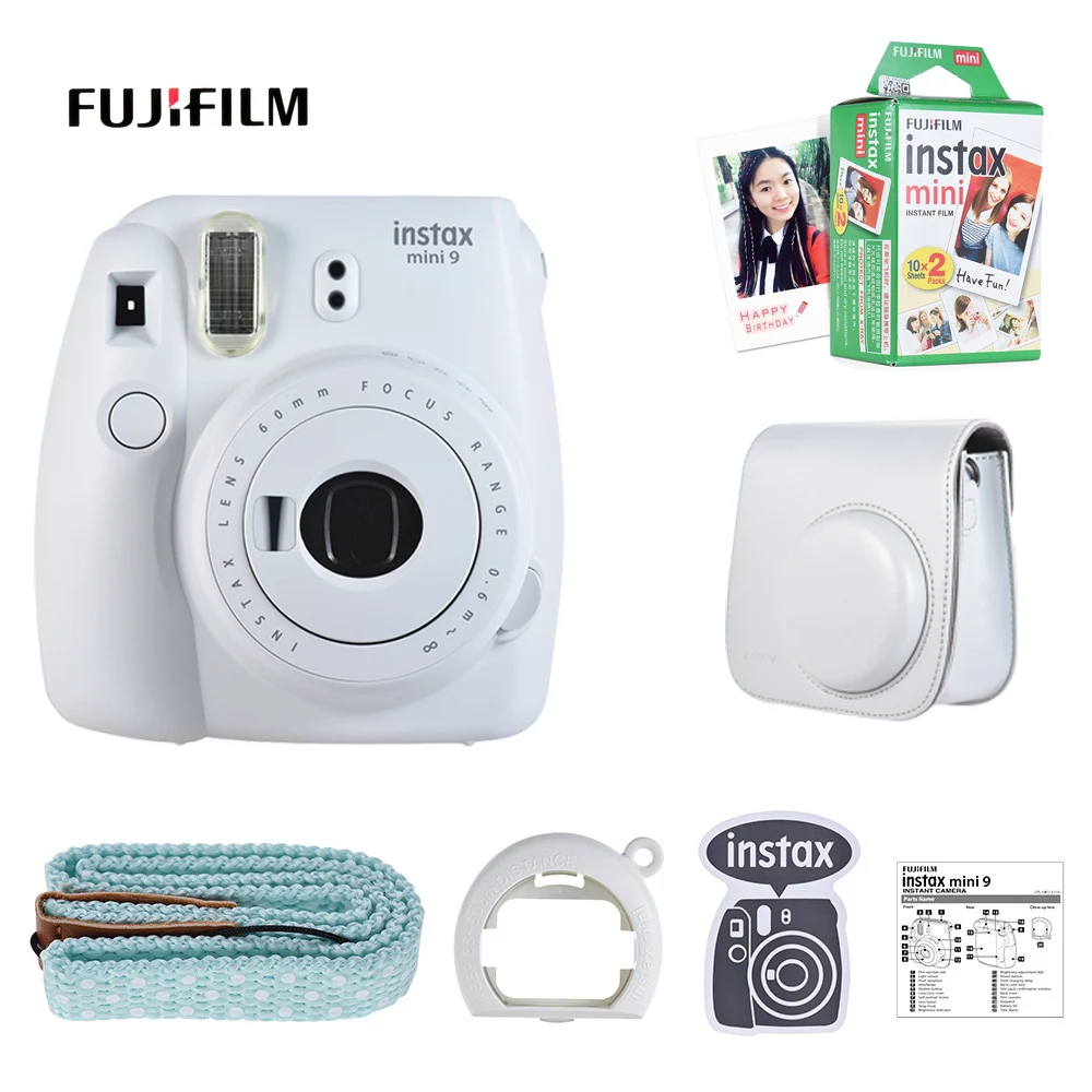 Option 1 Белая пленка для Fuji Instax Мини 9 Фотоаппарат моментальной печати зеленый пленочная камера с зеркало для селфи+ 20 Вт, 30 Вт/60 мгновенный белую пленку Фотобумага+ Камера сумка - Цвет: Option 1