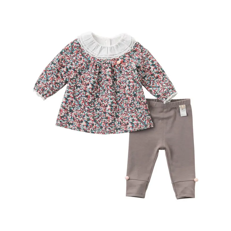 DBQ11535 dave bella/осенние модные комплекты одежды с цветочным принтом для маленьких девочек милые детские комплекты с длинными рукавами детский костюм из 2 предметов - Цвет: floral print