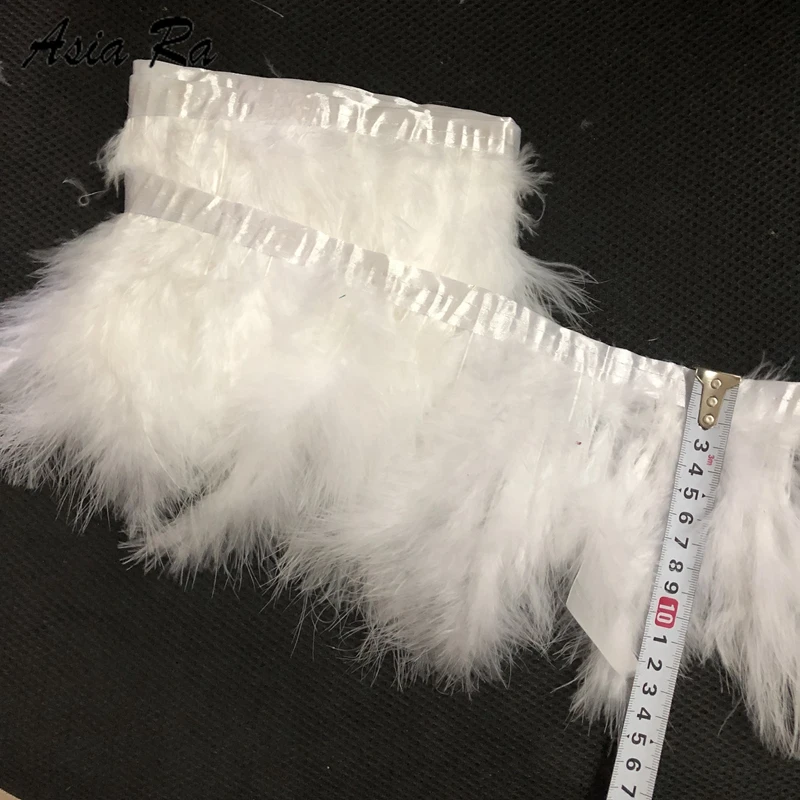 

2 Yard white Turkey Feather Strip for Wedding Marabou Feather trims fringes 13-20cm width