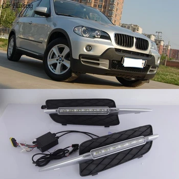 

Car flashing 2Pcs DRL For BMW X5 E70 2007 2008 2009 2010 Daytime Running Lights Daylight Car auto LED Fog Head Lamp Light Cover