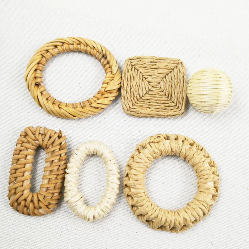 Ротанговые серьги из ротанга треугольные серьги соломы Квадратные аксессуары ротанга сережки в форме эллипса класса аксессуары