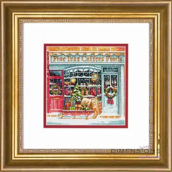 

COTTON Counted Cross Stitch Kit Coffee Shoppe Shop Fine Teas Coffees Foods dim 08973 70-08973