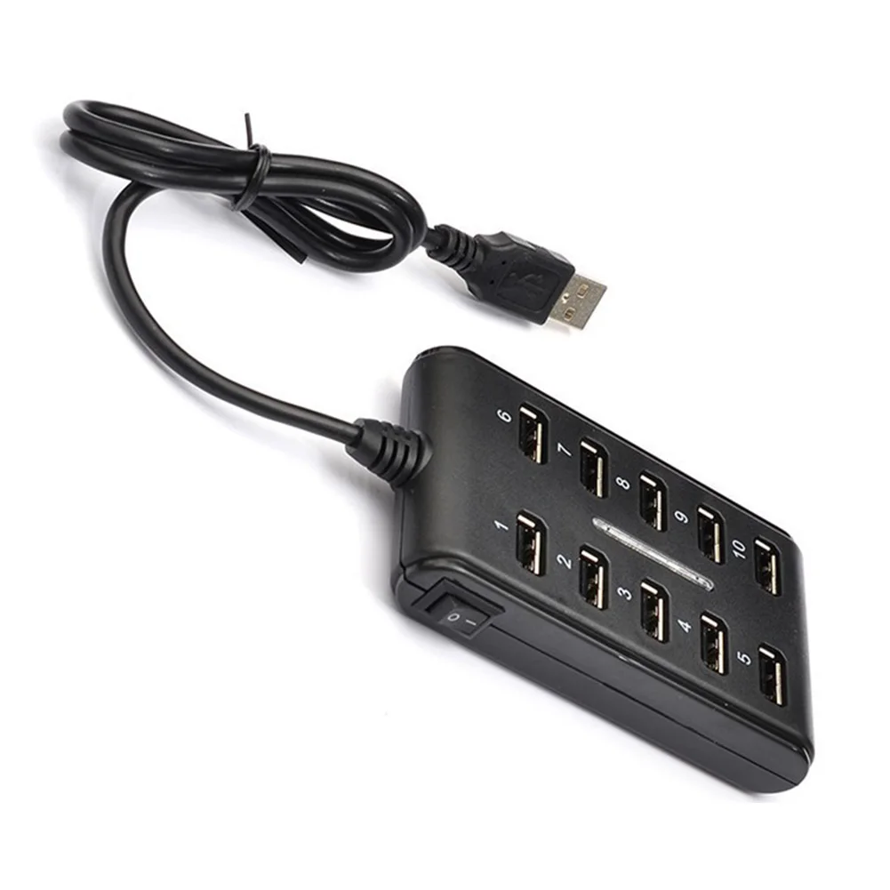 USB 2.0 Hub 10 Ports Multi Personal Computer USB HUB Portable Splitter 480 Mbps For PC laptop